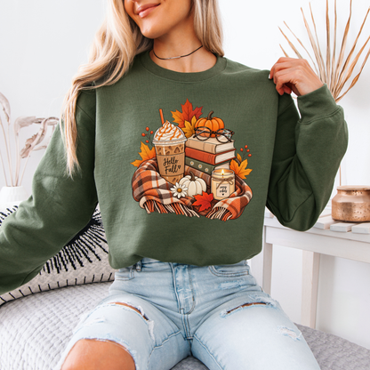 🍂📚 Hello Fall Bookish Soft Sweatshirt ☕✨