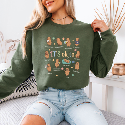 It's Ok To Be Yourself Capybara Sweatshirt 🌸💕