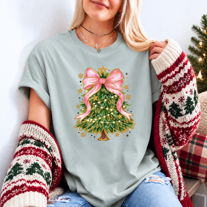 Pretty in Pink Christmas Magic 🎀🎄✨ Organic Cotton Christmas T-Shirt