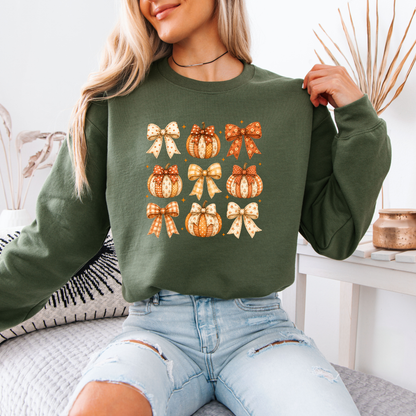 🎀🎃 Pumpkin Bows Autumn Sweatshirt 🍂✨