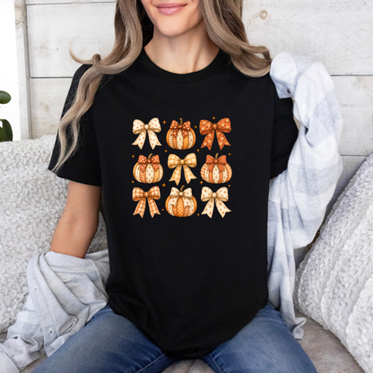 🎀🎃 Pumpkin Bows Autumn T-Shirt 🍂✨