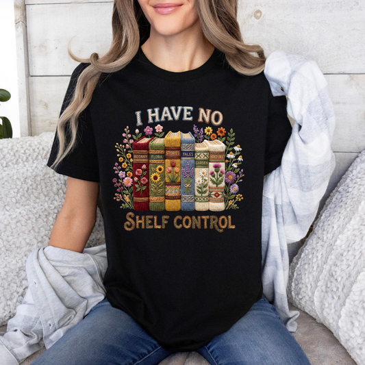 📚🌸 No Shelf Control Book Lover Floral 100% Organic Cotton T-Shirt