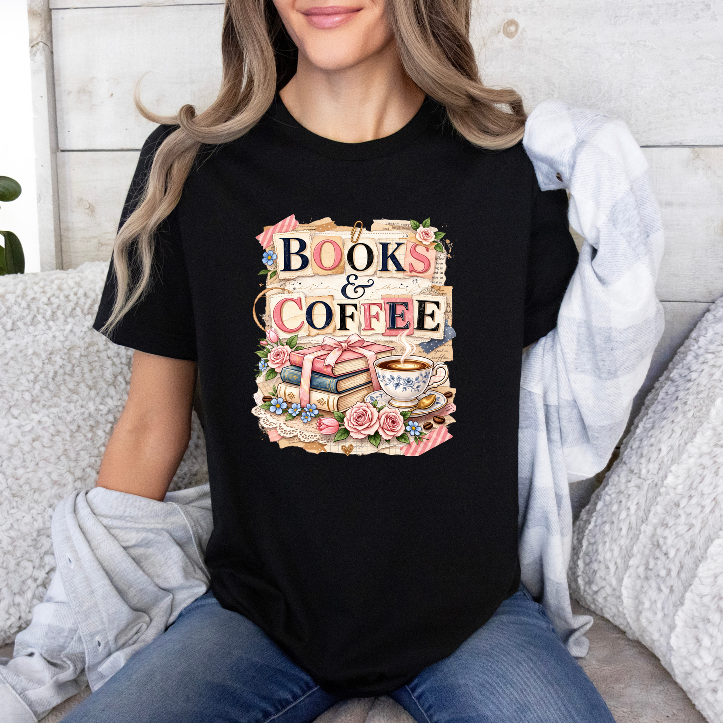 Books & Coffee Lover Graphic T-Shirt 🌸📖