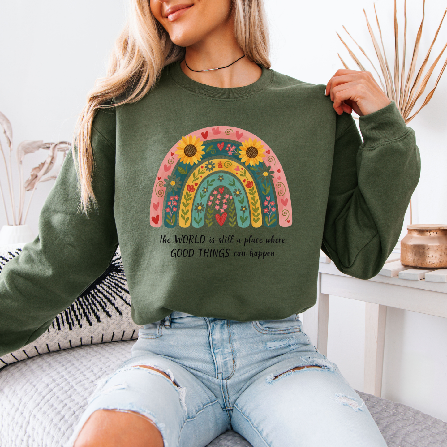 Floral Rainbow Sweatshirt 🌸🌈🌼💛