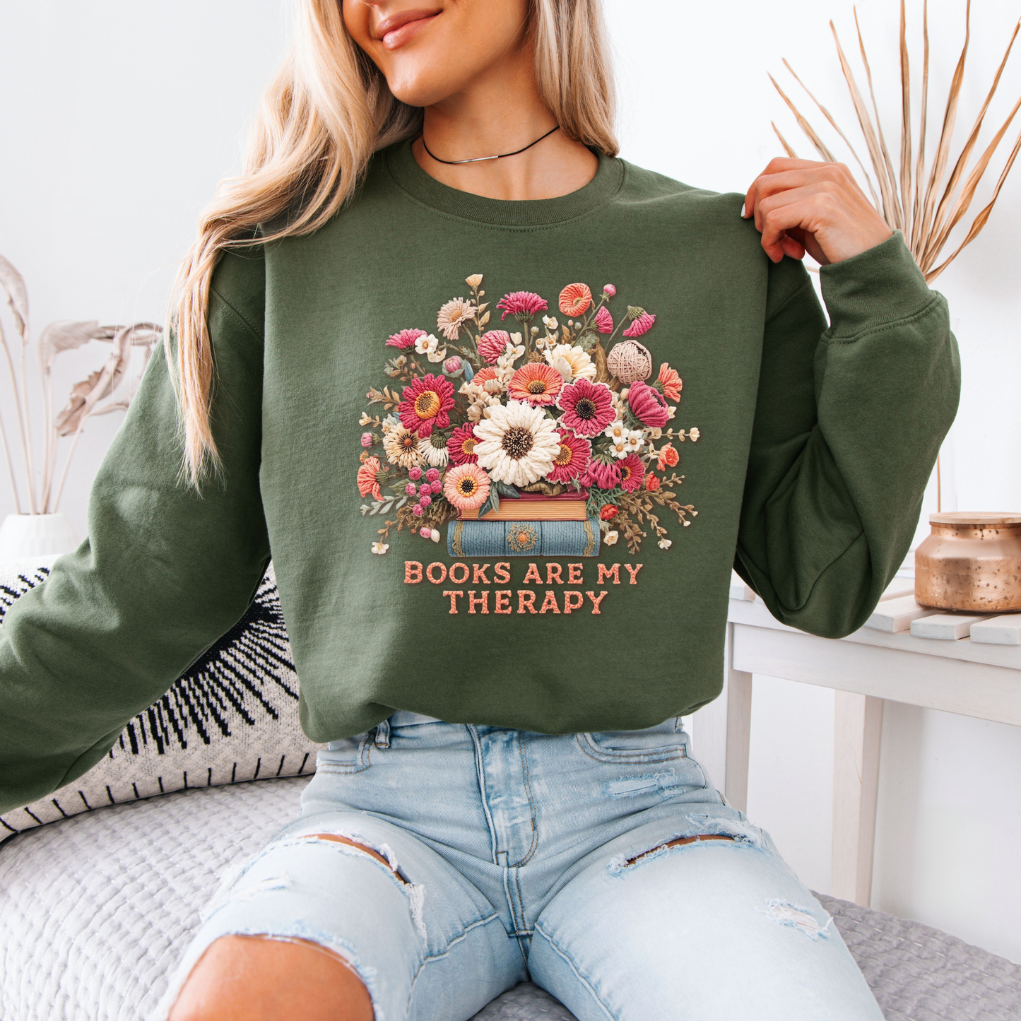 Books Are My Therapy📚🌸 Sweatshirt