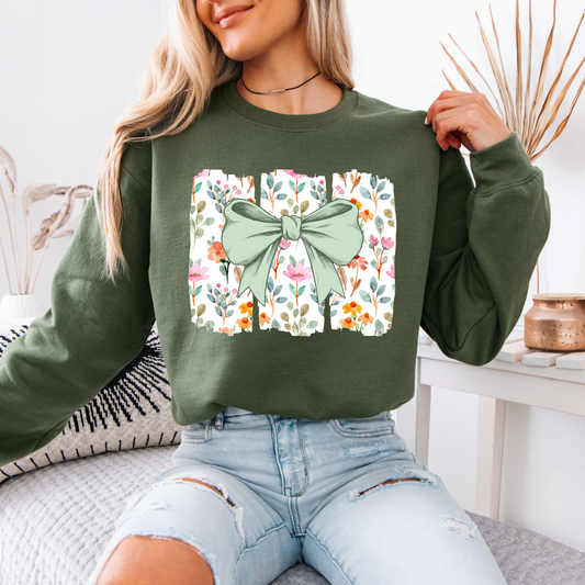 Floral Bow Sweatshirt 🌿🎀