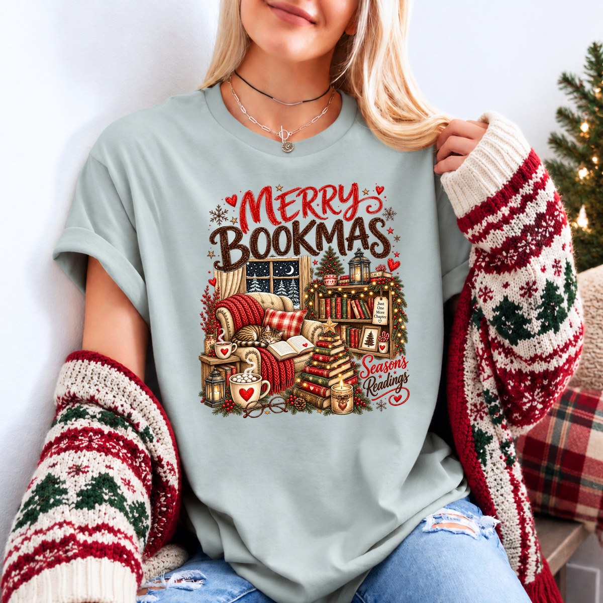 Merry Bookmax & Cosy Chapters 🎄📚❤️ Organic Cotton Christmas T-Shirt