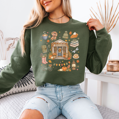 🍂📚 Autumn Bookshop Soft Sweatshirt ☕✨