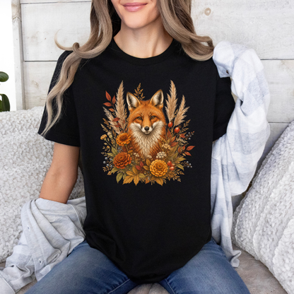 Autumn Fox and Wildflowers T-Shirt 🦊🍂