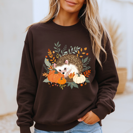 🍂 Forest Hedgehog Fall Vibes 🧡Cotton Sweatshirt