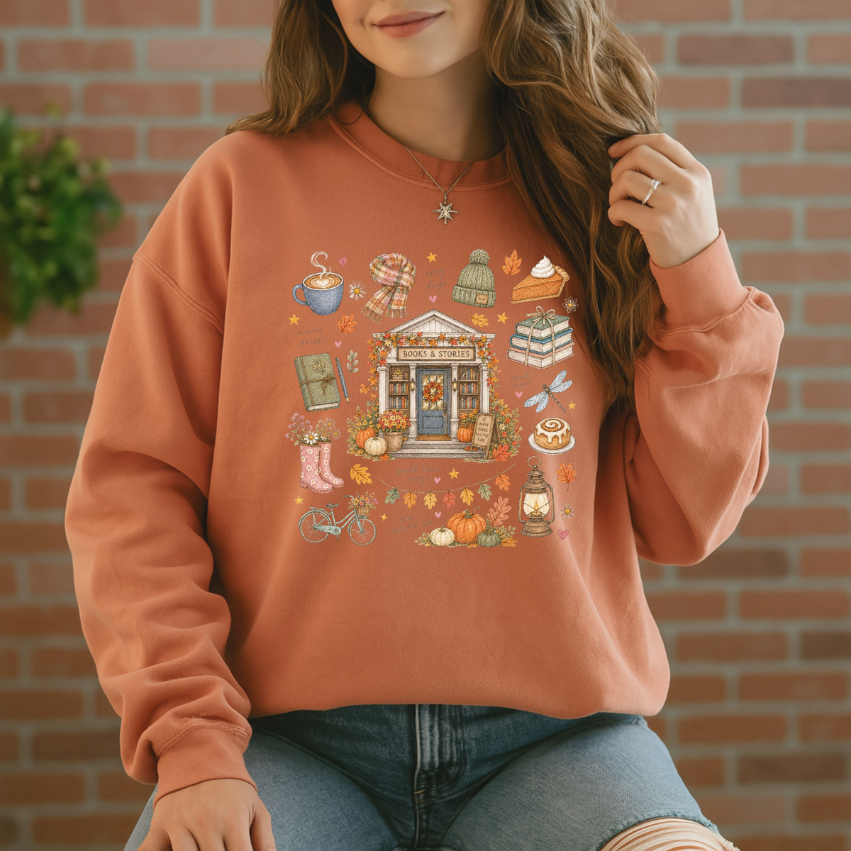 🍂📚 Autumn Bookshop Soft Sweatshirt ☕✨