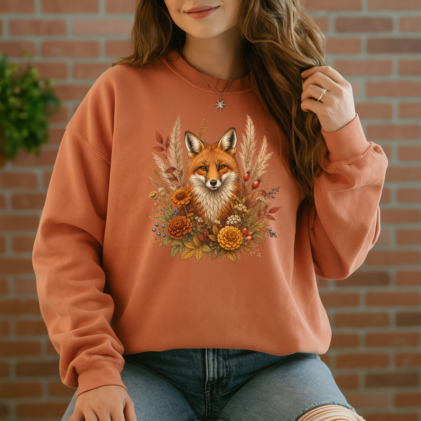 Autumn Fox and Wildflowers Sweatshirt 🦊🍂
