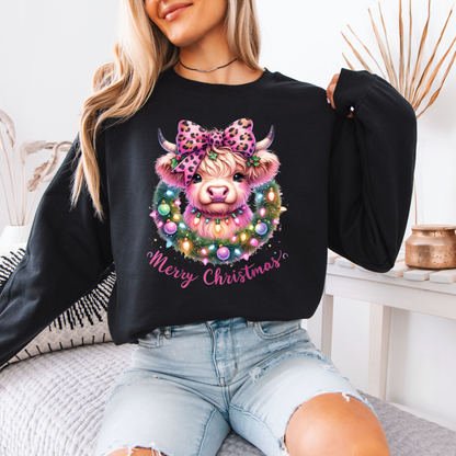 🎀🐮 Coquette Highland Cow 🐮🎀 Organic Cotton Sweatshirt