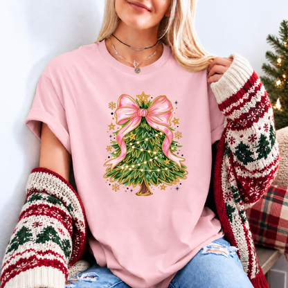 Pretty in Pink Christmas Magic 🎀🎄✨ Organic Cotton Christmas T-Shirt