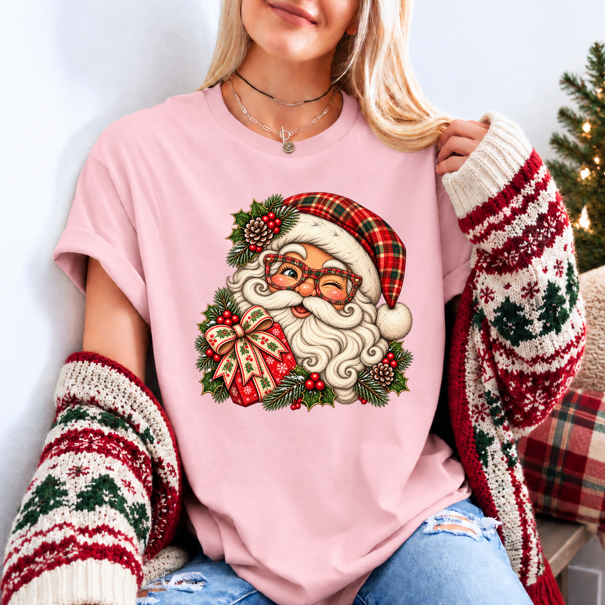 Santa's Merry Little Wink 🎅🎄✨ Organic Cotton Christmas T-Shirt