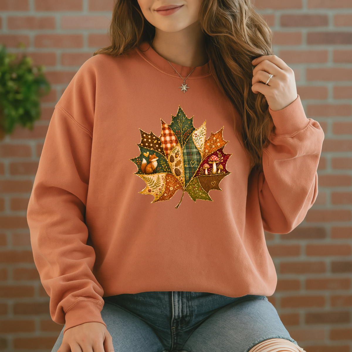🍂🧵 Patchwork Autumn Leaf Soft Sweatshirt 🍁✨