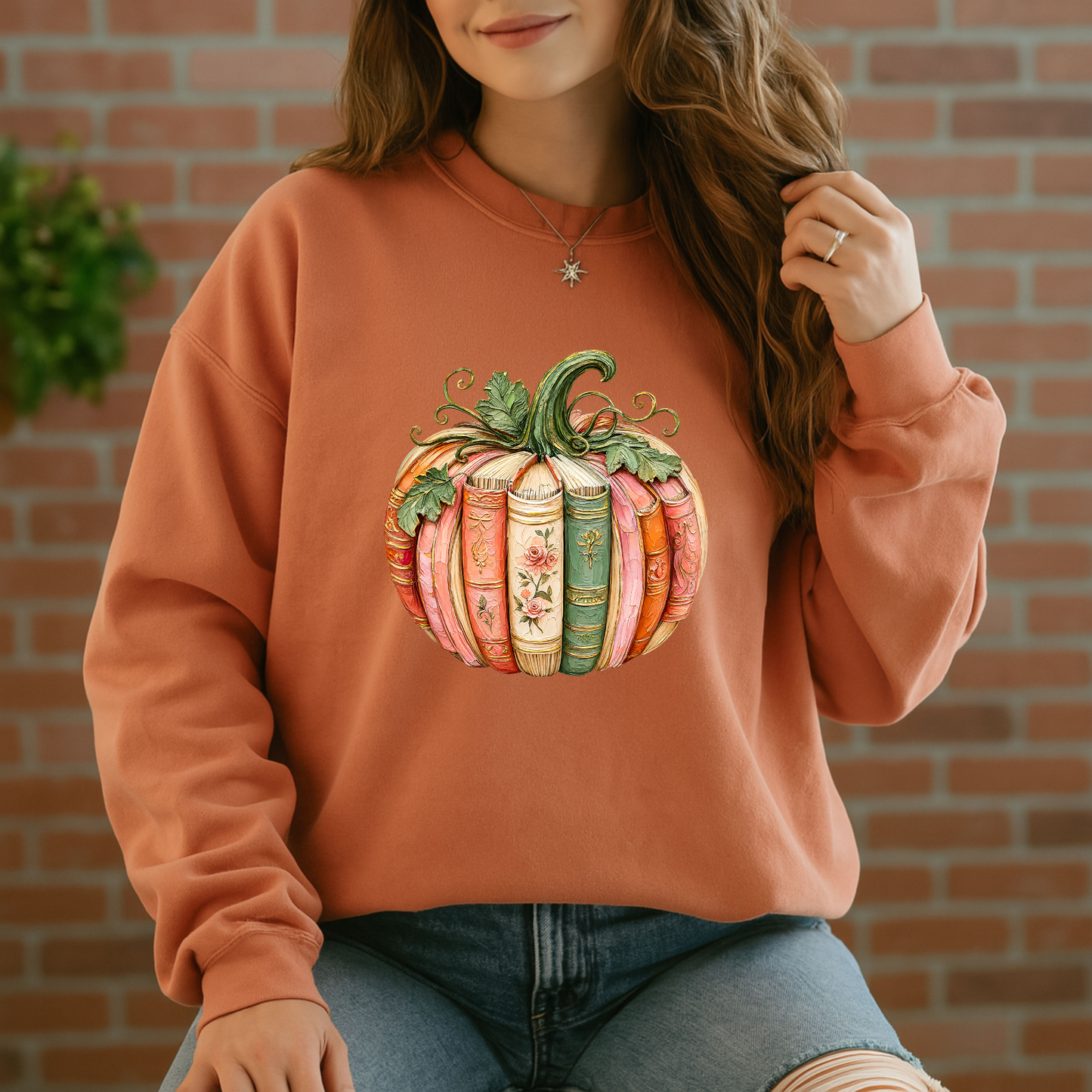 📚 Bookish Pumpkin Autumn Sweatshirt 🎃🌸
