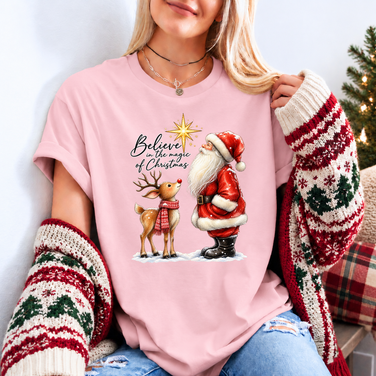Believe in the Magic of Christmas 🎅🦌✨ Organic Cotton Christmas T-Shirt