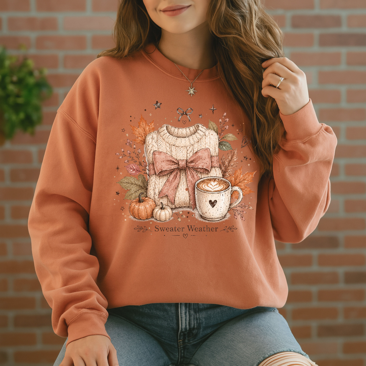 🍂🎀 Sweater Weather Bow Soft Sweatshirt 🧶✨