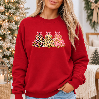 Pink, Wild & Bow-tiful Christmas Trees 🎀🎄✨ Cosy Christmas Sweatshirt