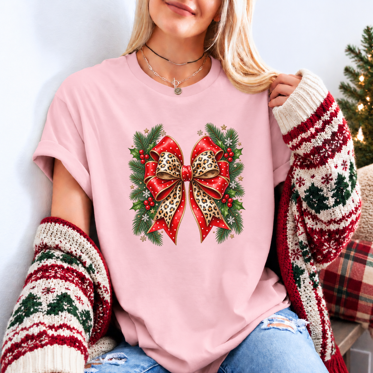 Wildly Merry Christmas Bow 🎀🎄✨ Organic Cotton Christmas T-Shirt