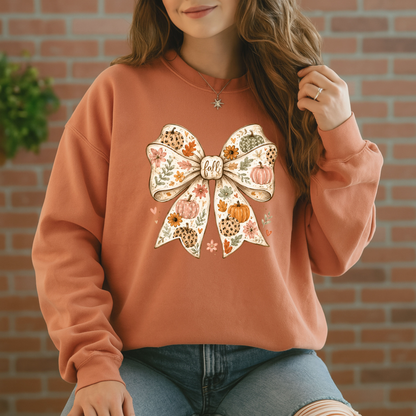 🎃🎀 Pumpkin Bow Fall Soft Sweatshirt 🍂✨