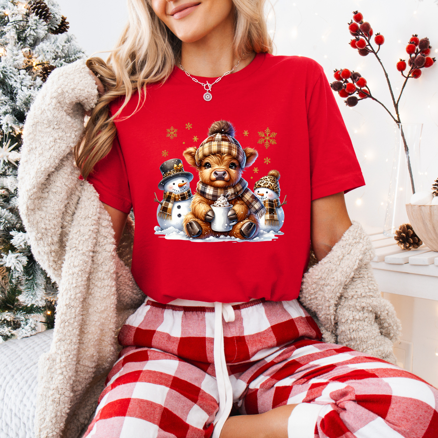 🐮🧣 Cozy Winter Cow 🎄 100% Organic Cotton T-Shirt