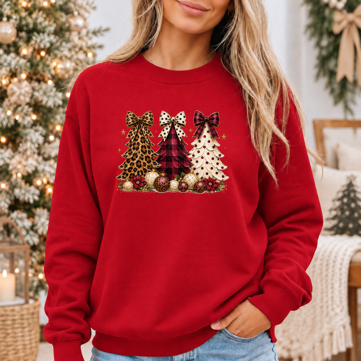 Christmas Trees & Pretty Bows 🎄🎀✨ Cosy Christmas Sweatshirt