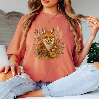 Autumn Fox and Wildflowers T-Shirt 🦊🍂
