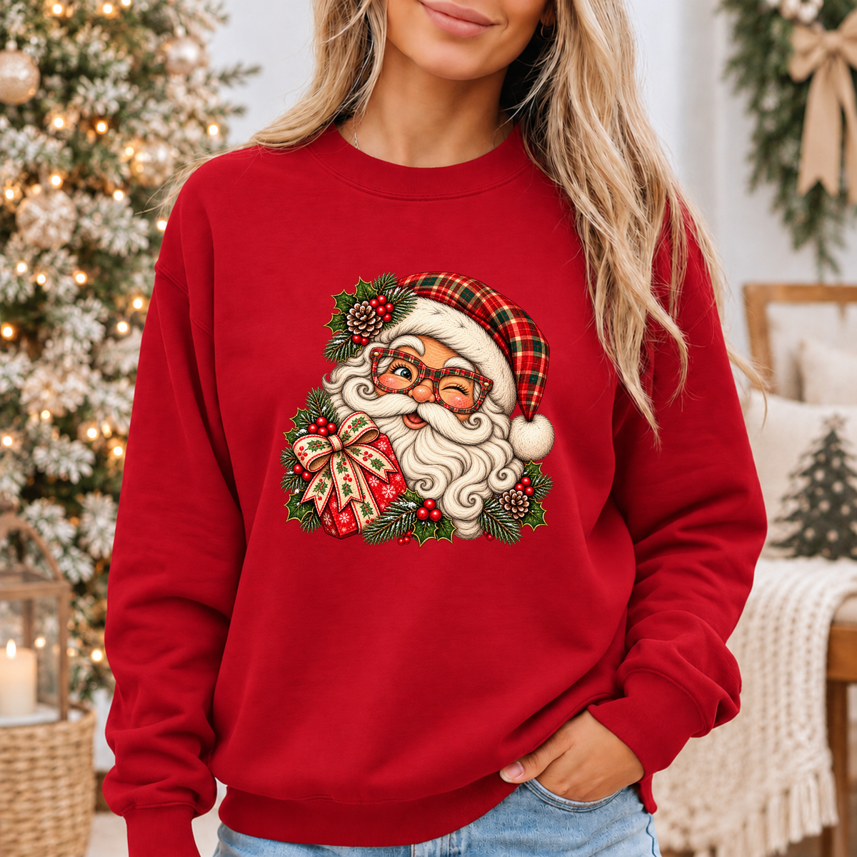 Santa's Merry Little Wink 🎅🎄✨ Cosy Christmas Sweatshirt