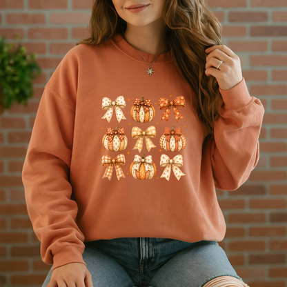 🎀🎃 Pumpkin Bows Autumn Sweatshirt 🍂✨