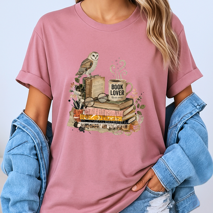 📚🦉Book Lover Vintage Owl t-shirt ☕