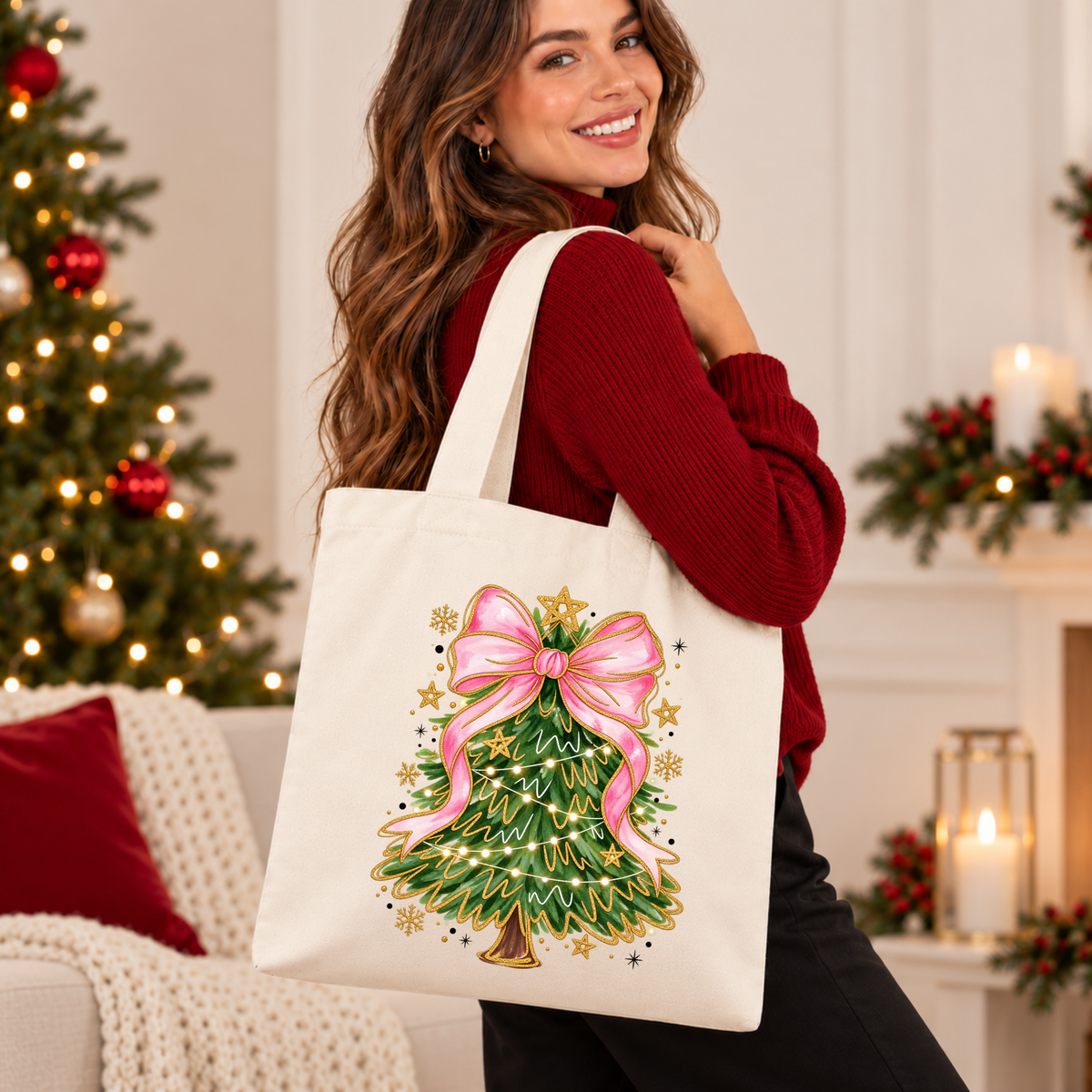 Pretty in Pink Christmas Magic 🎀🎄 Christmas Tote Bag
