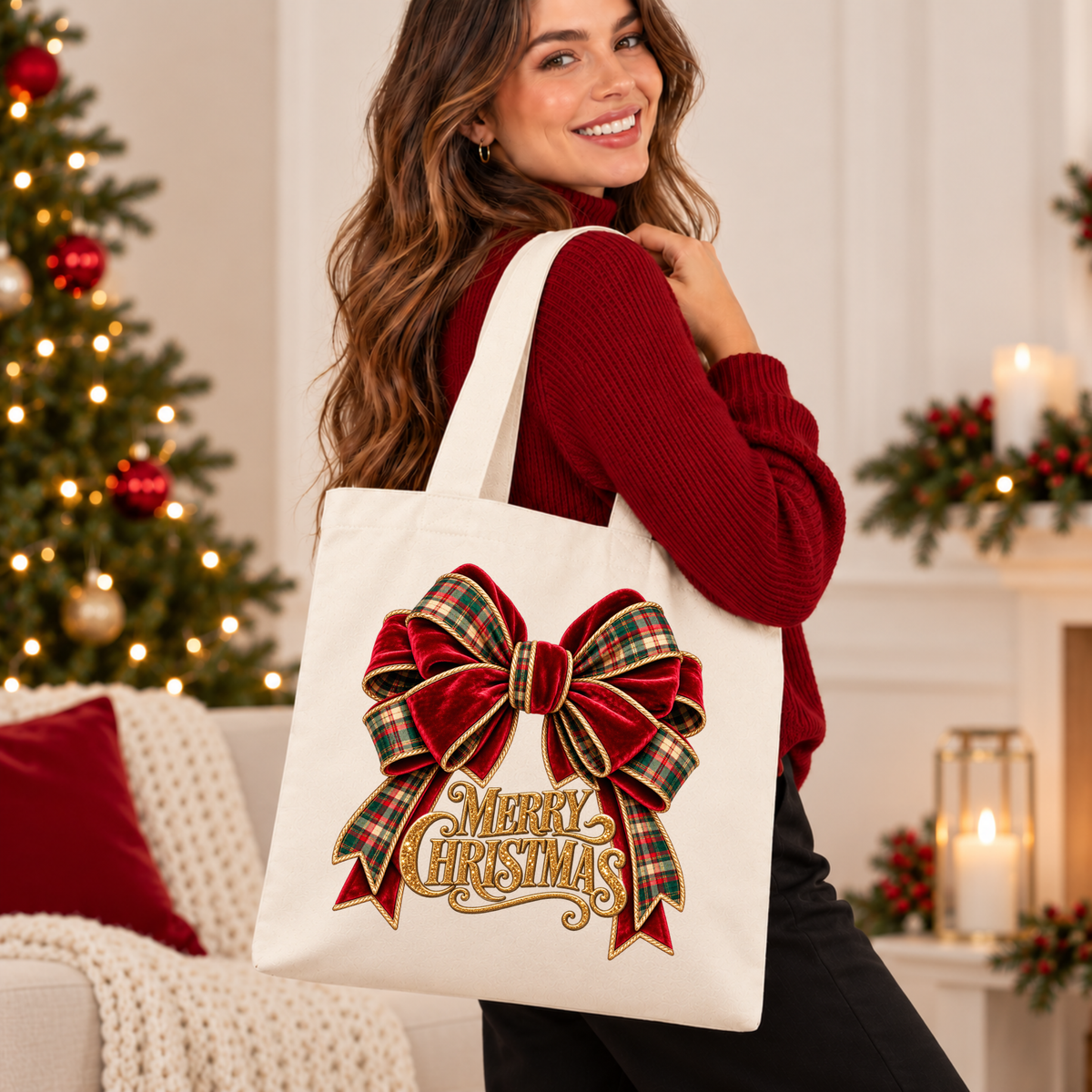 Christmas in Velvet & Tartan 🎀🎄 Christmas Tote Bag