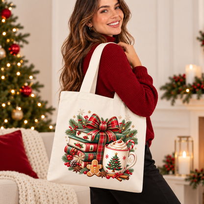 Festive Christmas Book Nook Christmas Tote Bag