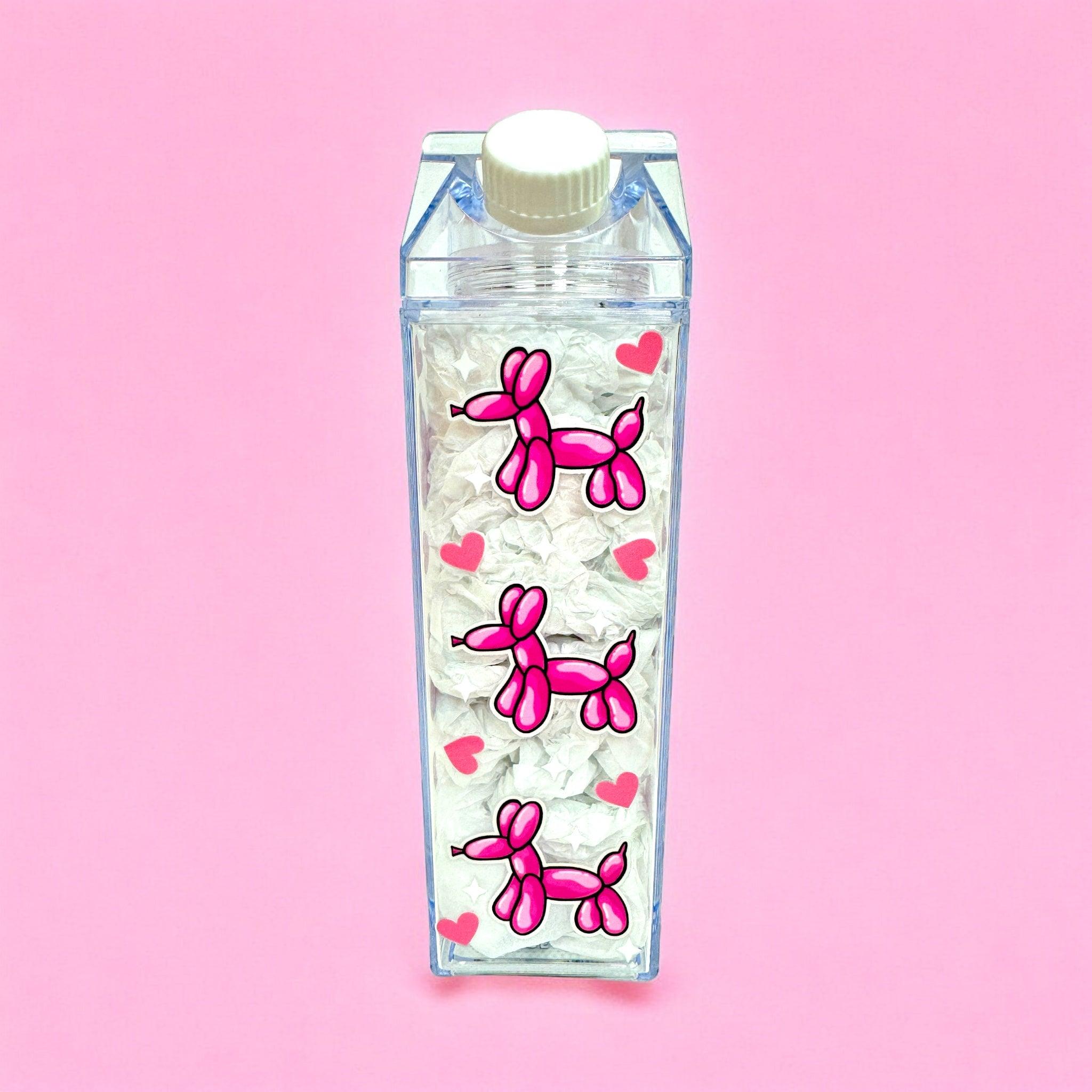 Balloon Dog Milk Carton Water Bottle 17oz