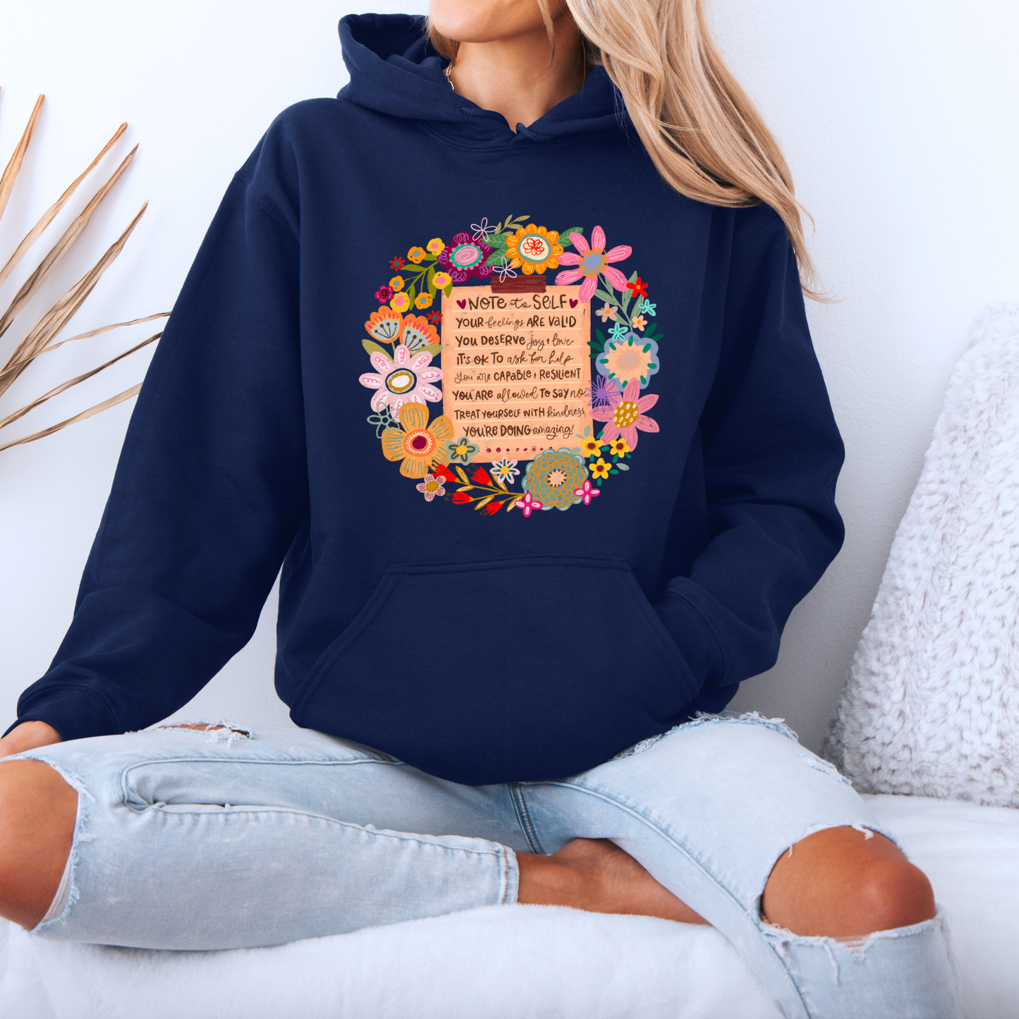 Note to Self Floral Affirmations 🌸✨Luxuriously Thick Hoodie✨