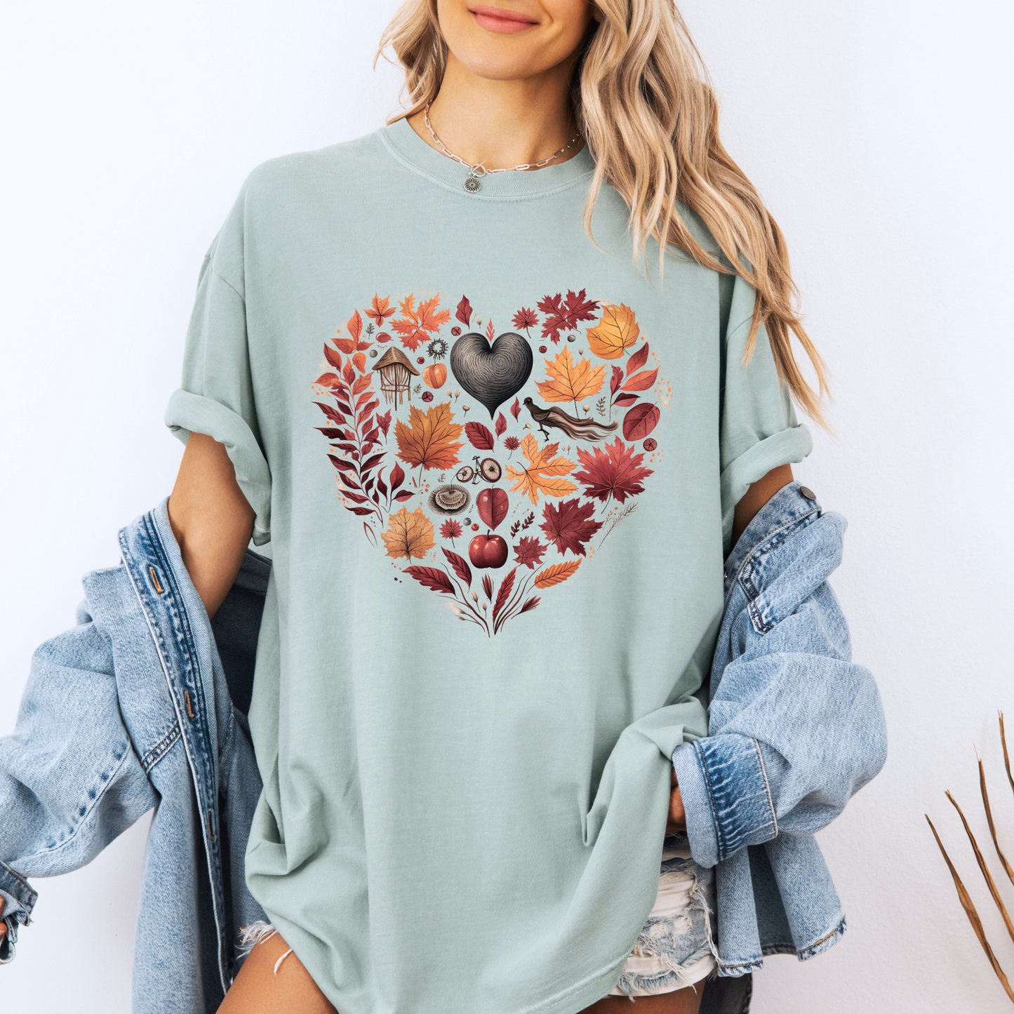 🍁🖤 Autumn Heart T-Shirt🧣100% Organic cotton