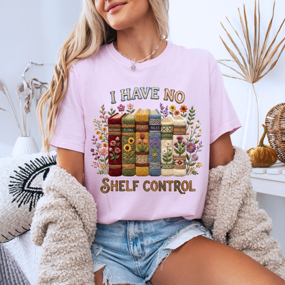 📚🌸 No Shelf Control Book Lover Floral 100% Organic Cotton T-Shirt