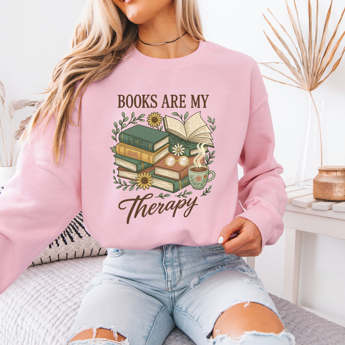 📖 Books Are My Therapy 💗 Organic Cotton Sweatshirt