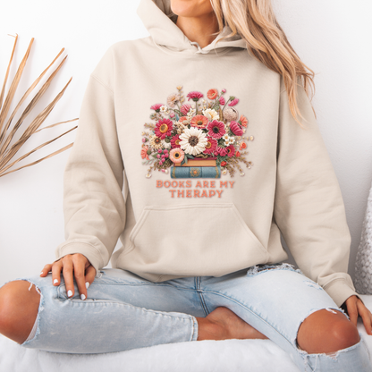 Books Are My Therapy📚🌸 Luxuriously Thick Hoodie
