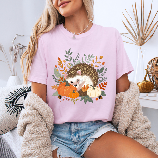 🧡 Cute Hedgehog Fall Vibes T-Shirt 🍁 100% Organic cotton
