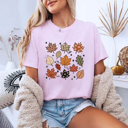 🍂✨ Whimsical Autumn Leaves T-Shirt 🍁🤎🌿