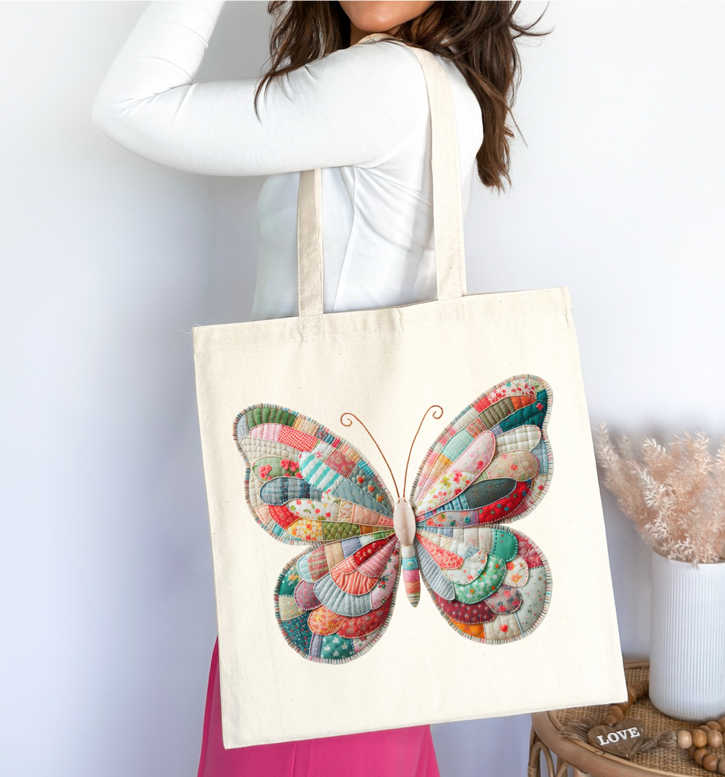 🌸 Quilted Butterfly Tote