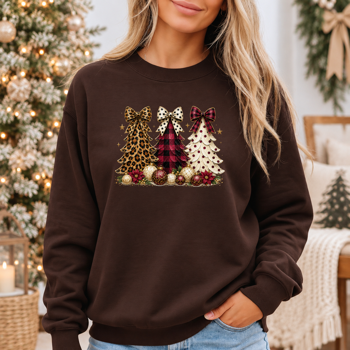 Christmas Trees & Pretty Bows 🎄🎀✨ Cosy Christmas Sweatshirt