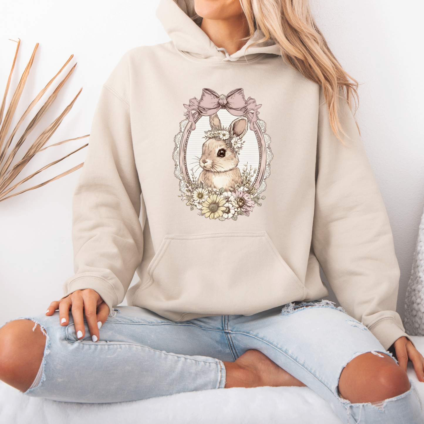 Cute Floral Bunny Bow Hoodie 🐰🎀