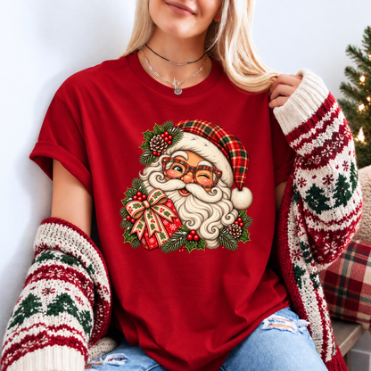 Santa's Merry Little Wink 🎅🎄✨ Organic Cotton Christmas T-Shirt