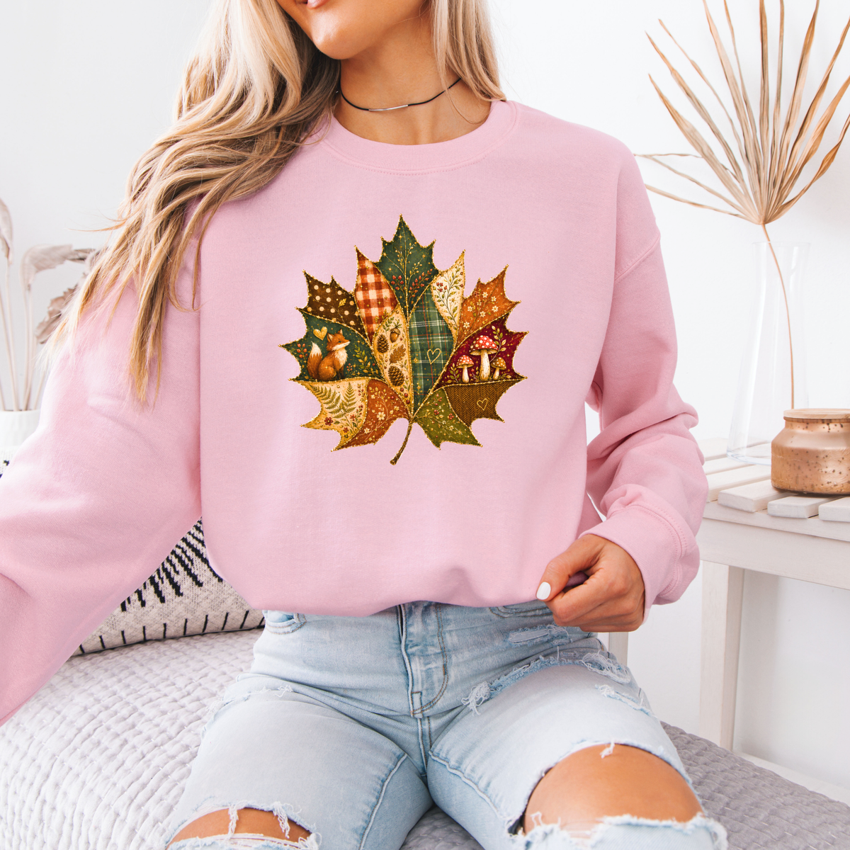 🍂🧵 Patchwork Autumn Leaf Soft Sweatshirt 🍁✨