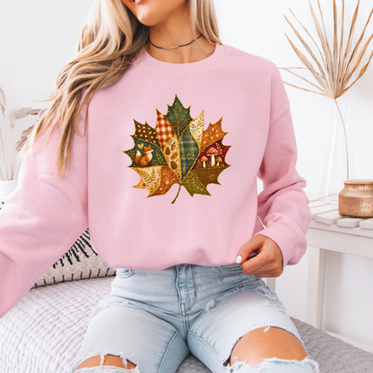 🍂🧵 Patchwork Autumn Leaf Soft Sweatshirt 🍁✨