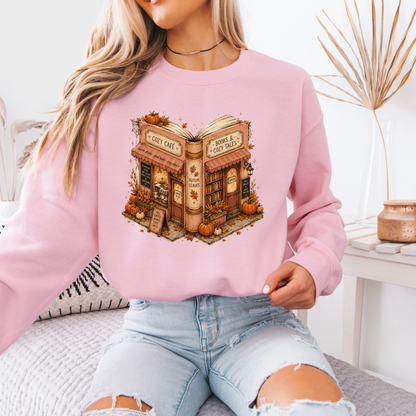 📚🍂 Cozy Café & Books Autumn Sweatshirt ☕🎃